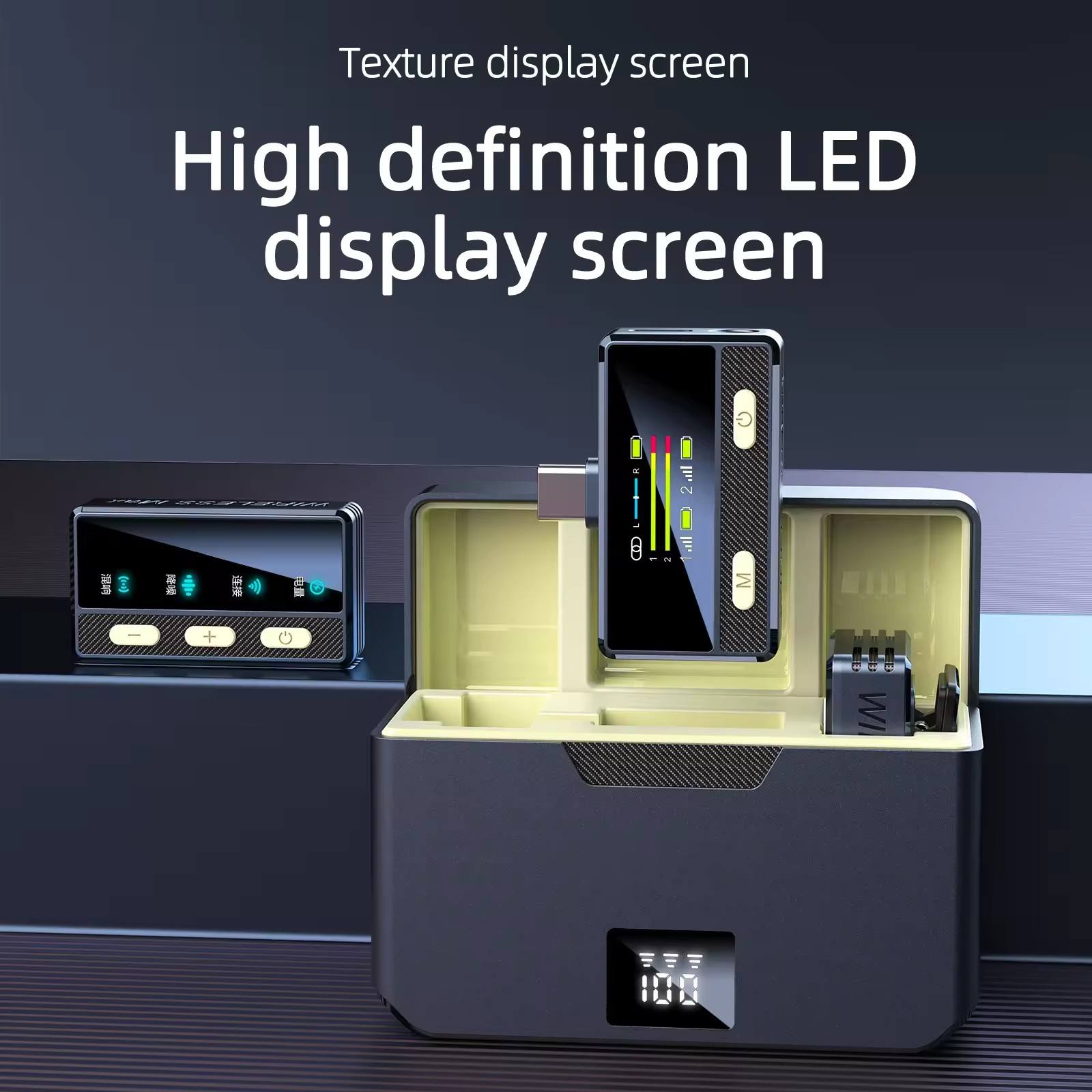 Wireless Lavalier Microphone (2TX+1RX) Compatible with IPhone, Android, PC, 100m LOS Range Noise Cancelling