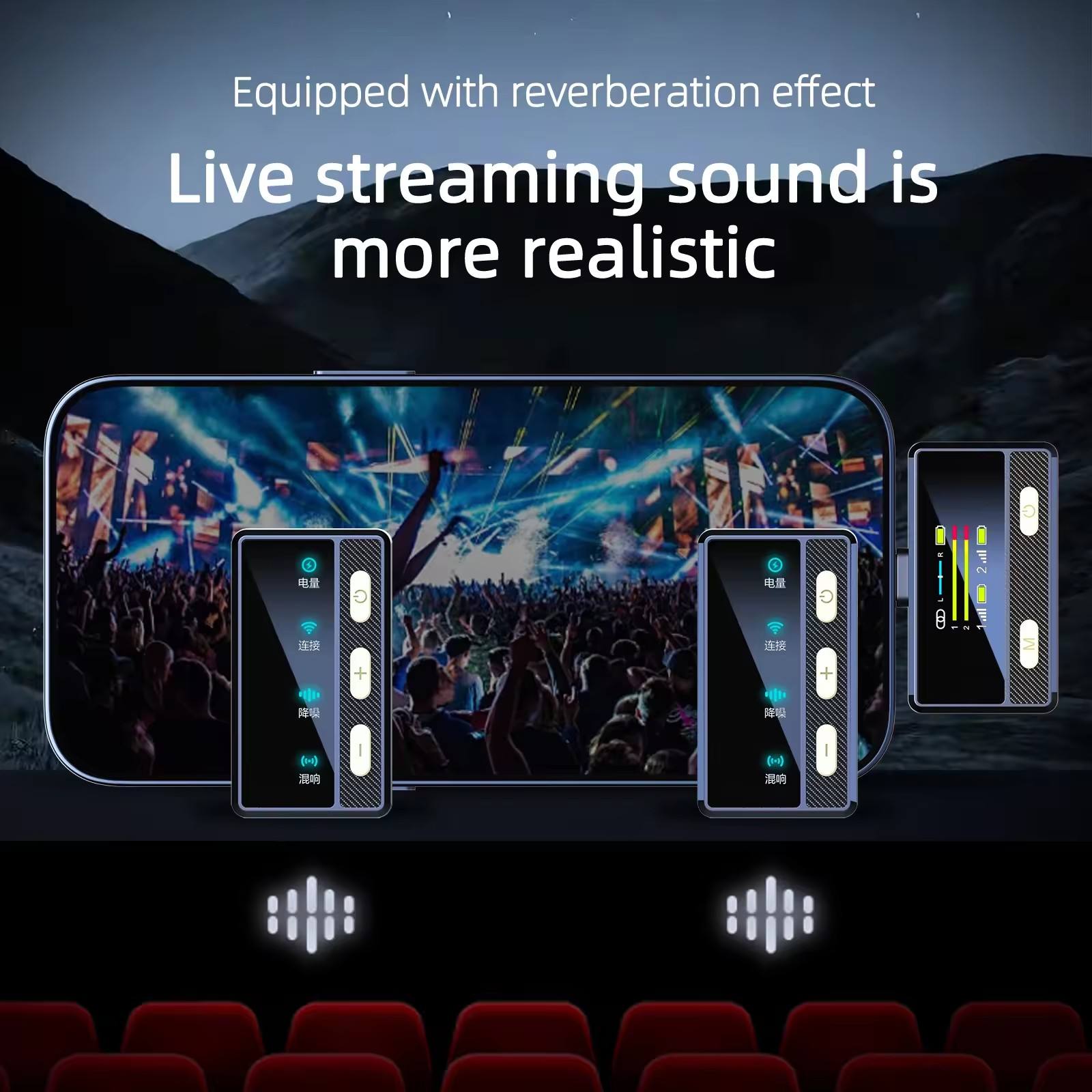 Wireless Lavalier Microphone (2TX+1RX) Compatible with IPhone, Android, PC, 100m LOS Range Noise Cancelling