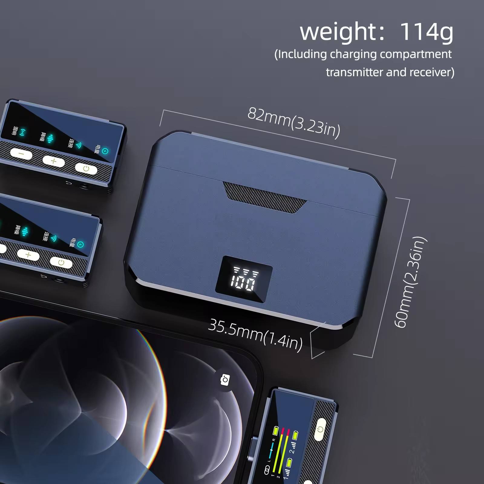 Wireless Lavalier Microphone (2TX+1RX) Compatible with IPhone, Android, PC, 100m LOS Range Noise Cancelling